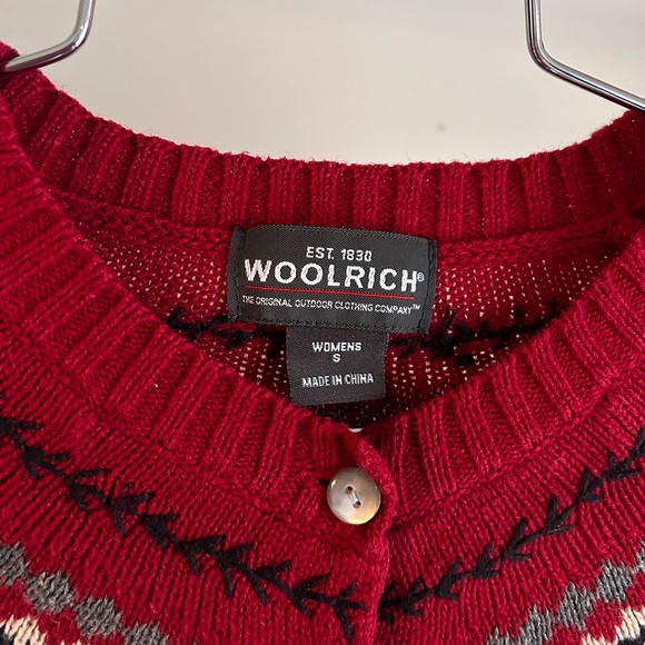 Vintage Woolrich Red Fair isle Cardigan size Small - Picture 4 of 7